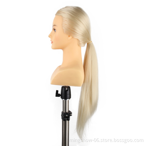 Hairdressing barber mannequin training heads long  hair white  with shoulders